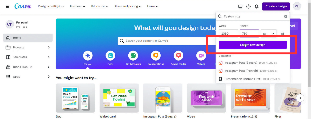 Open the Canva website or launch the Canva app on your device.