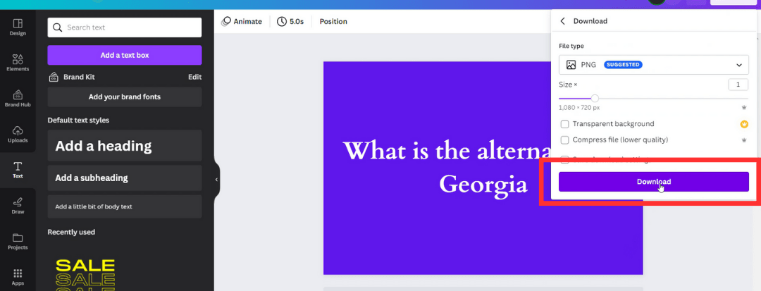An image showing the instruction to download the complete art from canva